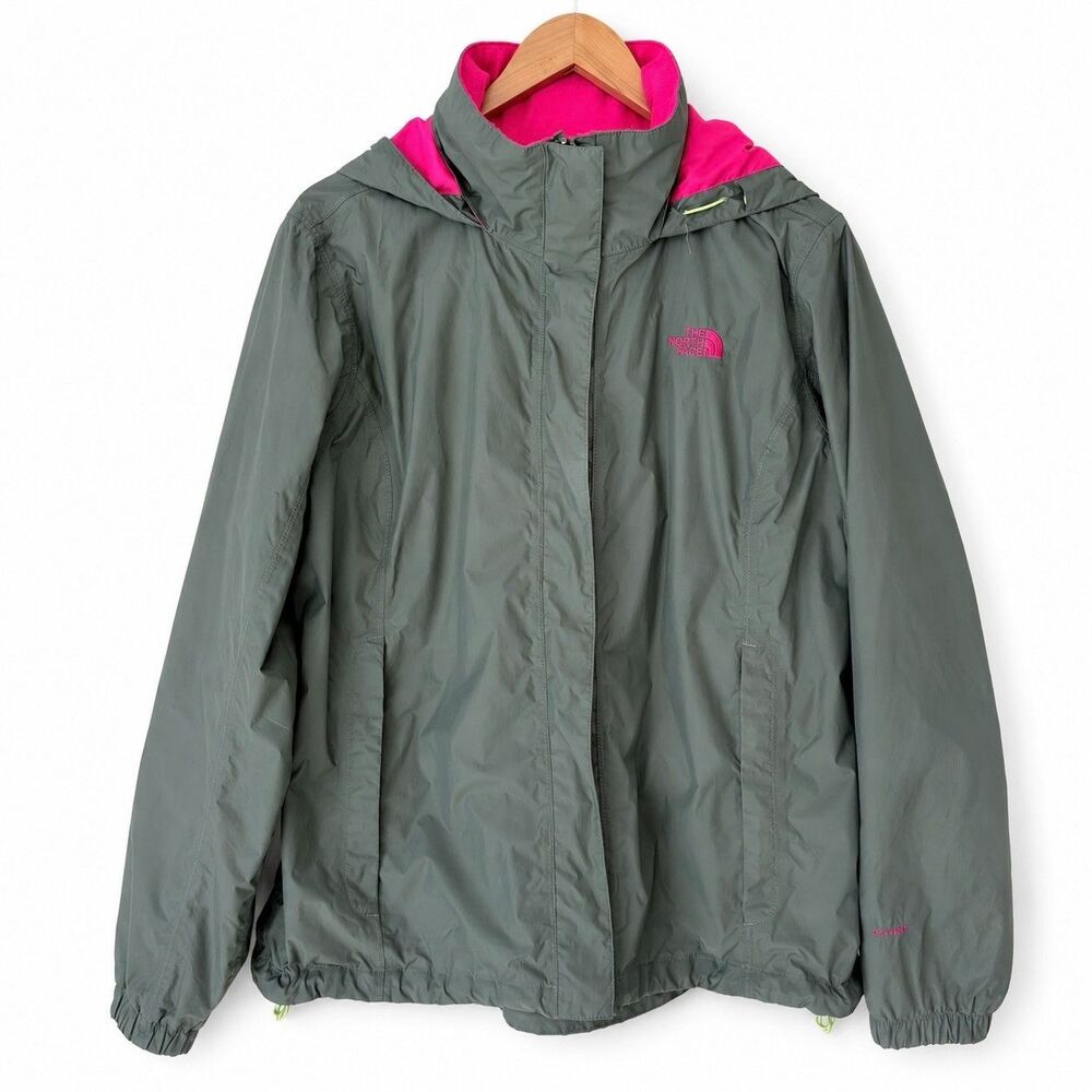 The North Face Dry Vent Womens XL Hooded Rain Jacket Green Windbreaker Gorpcore